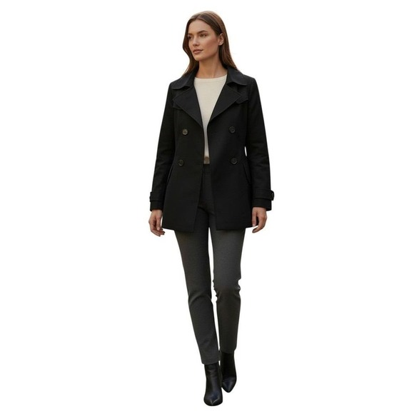 Broadcastvision Jackets & Blazers - Broadcast Black Double Breasted Peacoat Jacket Size S Minimalist Cotton Trench